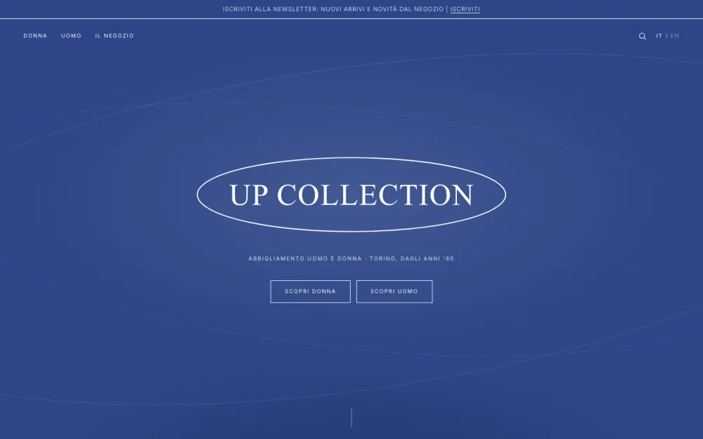 Up Collection website, home page